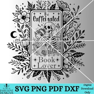Carta de Tarô SVG PNG pdf e arquivo dxf amante de café Floral Amante de livros Tarô svg laser e corte digital download Vetor clipart svg Celestial svg