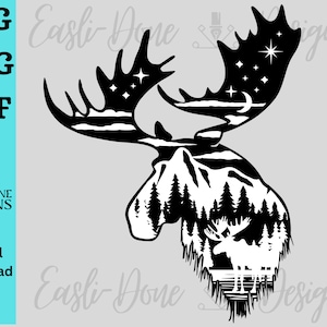 Moose Head SVG: Layered Silhouette, Hunting & Outdoor Clipart (Digital Download)