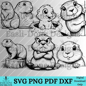 Prairie dog Animal Outline Bundle SVG PNG Pdf Dxf File Peeking Prairie dog Animal Vector Clipart embroidery sublimation laser Cricut file