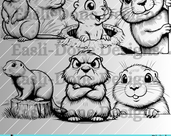 Prairie dog Animal Outline Bundle SVG PNG Pdf Dxf File Peeking Prairie dog Animal Vector Clipart embroidery sublimation laser Cricut file