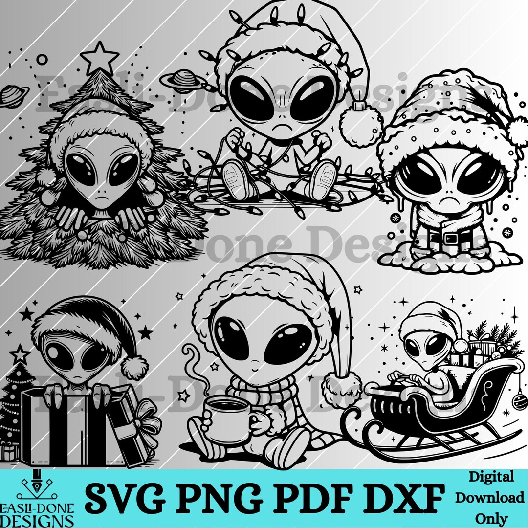 Christmas Alien SVG Bundle: Holiday Clipart (digital Download) - Etsy