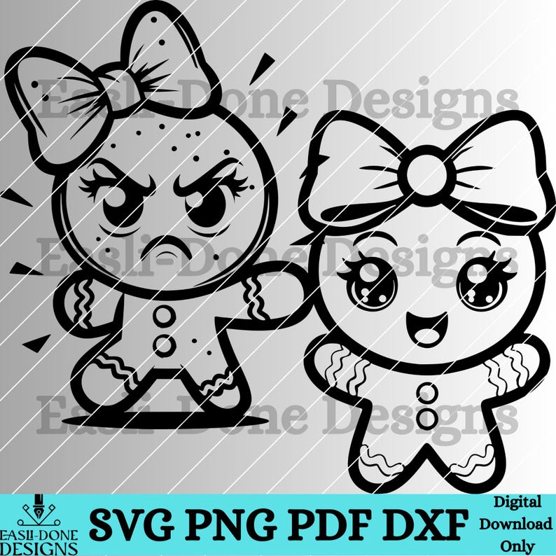 Gingerbread Man Outline SVG Bundle: Funny Christmas Clipart (digital ...