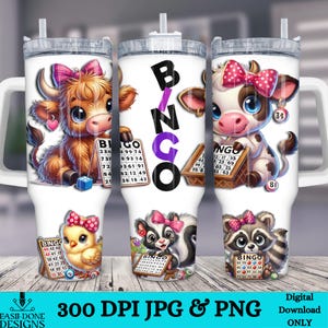 Bingo 40oz beker png wrap 40 oz PNG JPG sublimatie en DTF-ontwerp Bingo dieren png beker wrap png grappige boerderijdieren clipart png-ontwerp