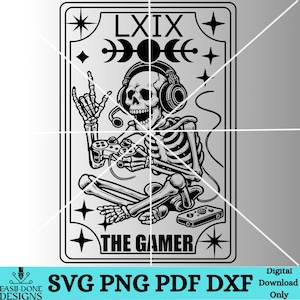 Tarot carte SVG PNG pdf et dxf fichier Gamer Tarot svg amateur de jeux vidéo svg laser et coupe téléchargement numérique Vector clipart svg céleste png