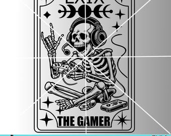 Gamertarotkaart SVG: skelet videogamekunst (digitale download)