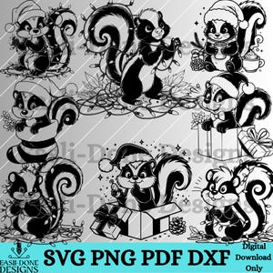 Skunk kerst overzicht digitaal bestand bundel SVG gesneden vector PNG sublimatie dxf laser pdf-bestand vakantie Skunk svg feestelijke dieren svg dxf