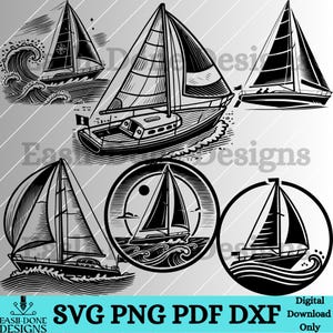 Sailboat outline SVG PNG bundle Sailboat Clipart Nautical svg design coaster svg Cricut cut laser engraving design Sailboat lover gift svg