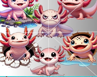 Axolotl Clipart Bundle, funny axolotl png designs, peeking axolotl clipart, Adorable Animal PNG & JPG (Digital Download)
