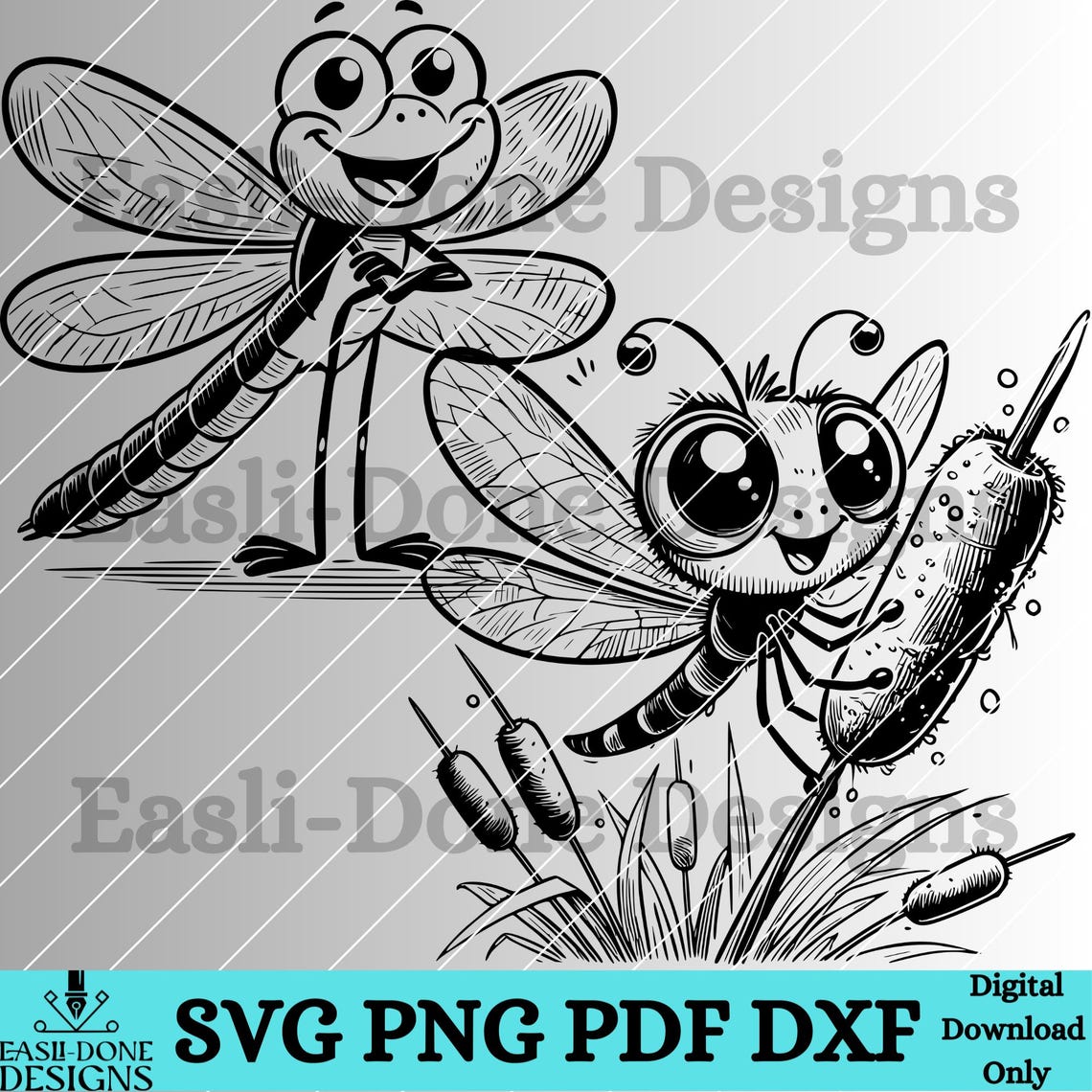 Dragonfly Outline Bundle SVG PNG Pdf and Dxf Files Laser and Cut ...