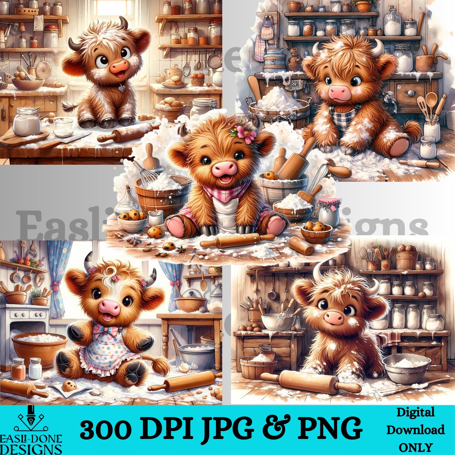 Funny Cow Cutting Board PNG Bundle, Cooking Highland Cow Country ...
