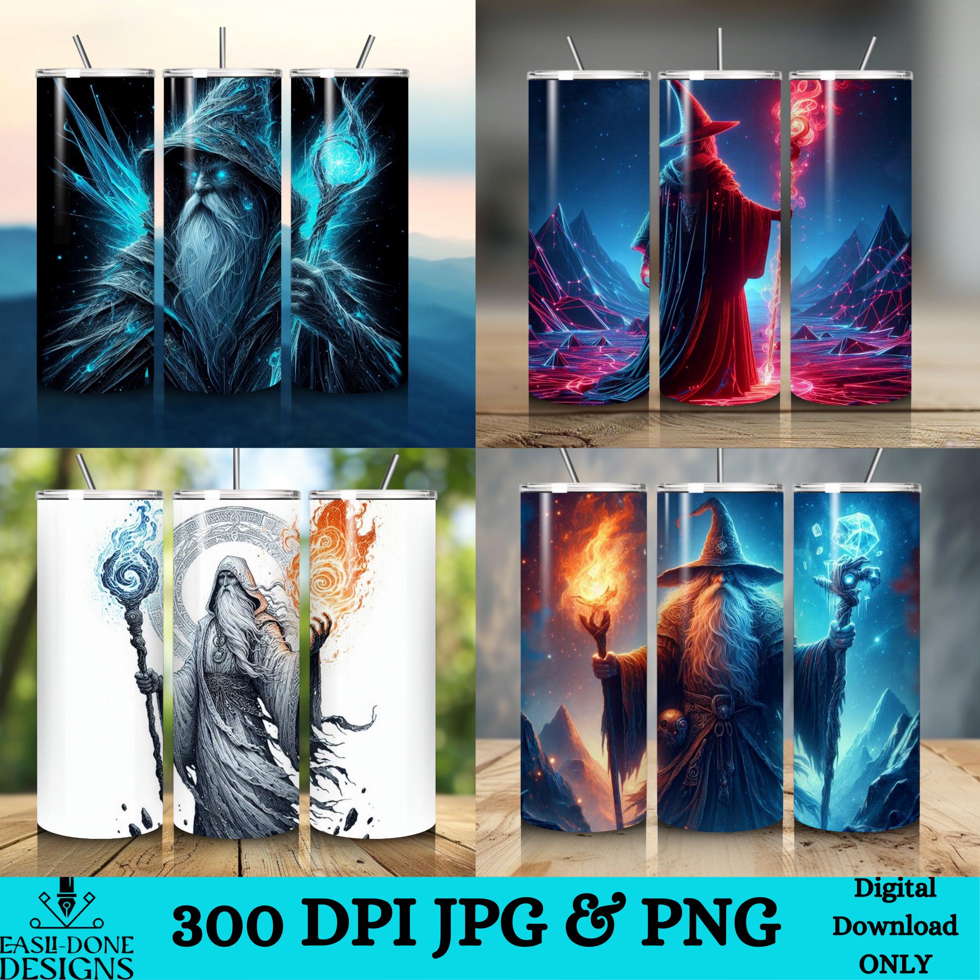 20 Oz Wizard Tumbler Cup Wrap Sublimation DTF Design PNG JPG