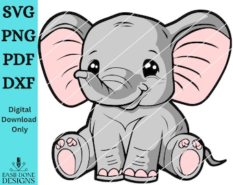 Baby Elephant SVG: Layered Cut File (Digital Download)