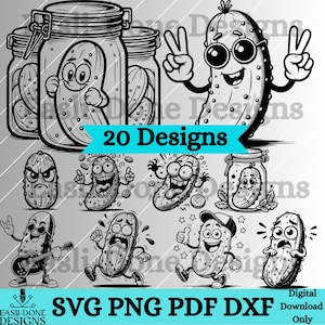 Rolig pickle SVG-paket: Utskrivbar clipart, lasergravyr (digital nedladdning)