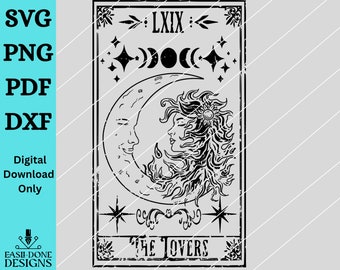 The Lovers Tarot Card SVG, the lover's tarot Card SVG, Witchy Boho Design (Digital Download)