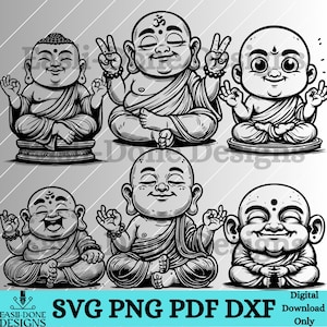 Buddha svg Lustiger glücklicher Buddha Umriss Digitale Datei Bundle SVG PNG Pdf Dxf Dateien Laser und geschnitten Vektor Clipart Sublimation Buddha svg png
