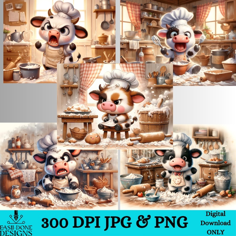 Funny Cow Cutting Board PNG Bundle, Cooking Highland Cow Country ...