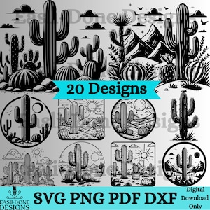 Cactus SVG Bundle: Laser Cut Coaster & Wall Art Designs (Digital Download)
