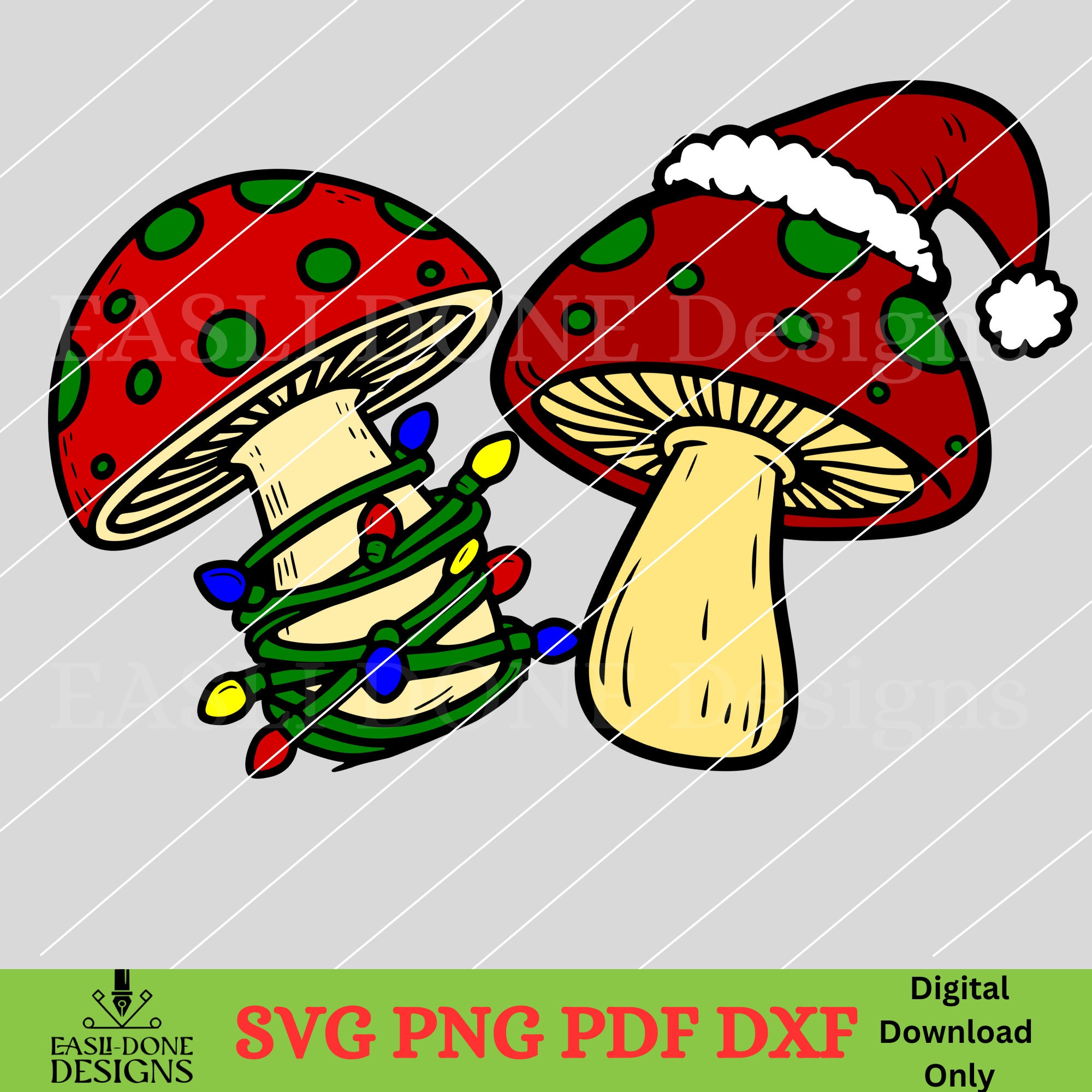 Christmas Magic Mushroom Svg Holiday Lights Png Layered Mushroom Svg