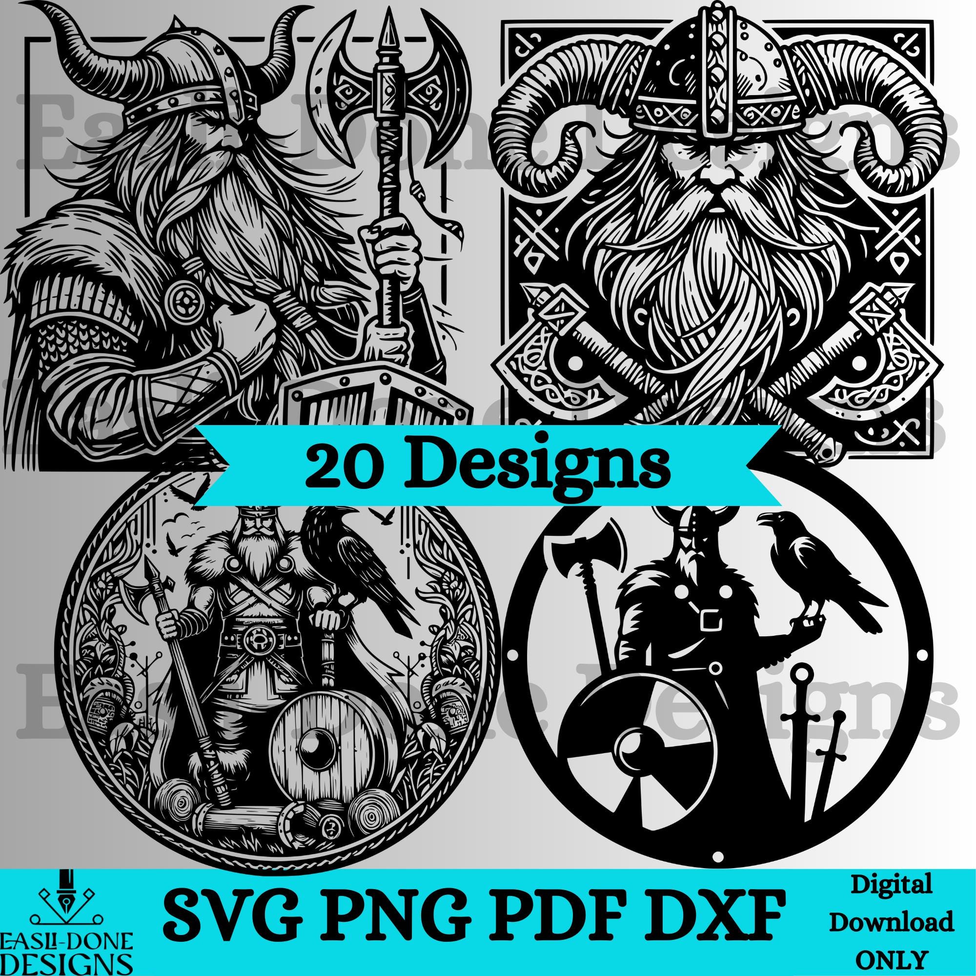 Viking Silhouette SVG Bundle: Laser Cut Files (Digital Download)