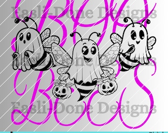 Boo Bees SVG: Funny Ghost Bee Halloween Design (Digital Download)