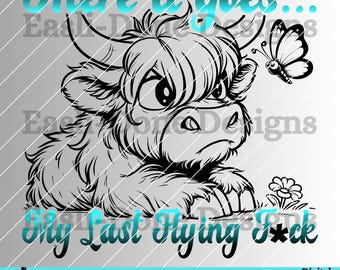 Sarcastische hooglandkoe SVG: grappige knorrige dieren clipart (digitale download)