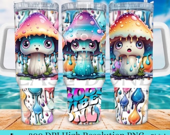 Tumbler wrap png, Pastel Hippie Mushroom Tumbler Wrap: Good Vibes Design (PNG JPG Files)