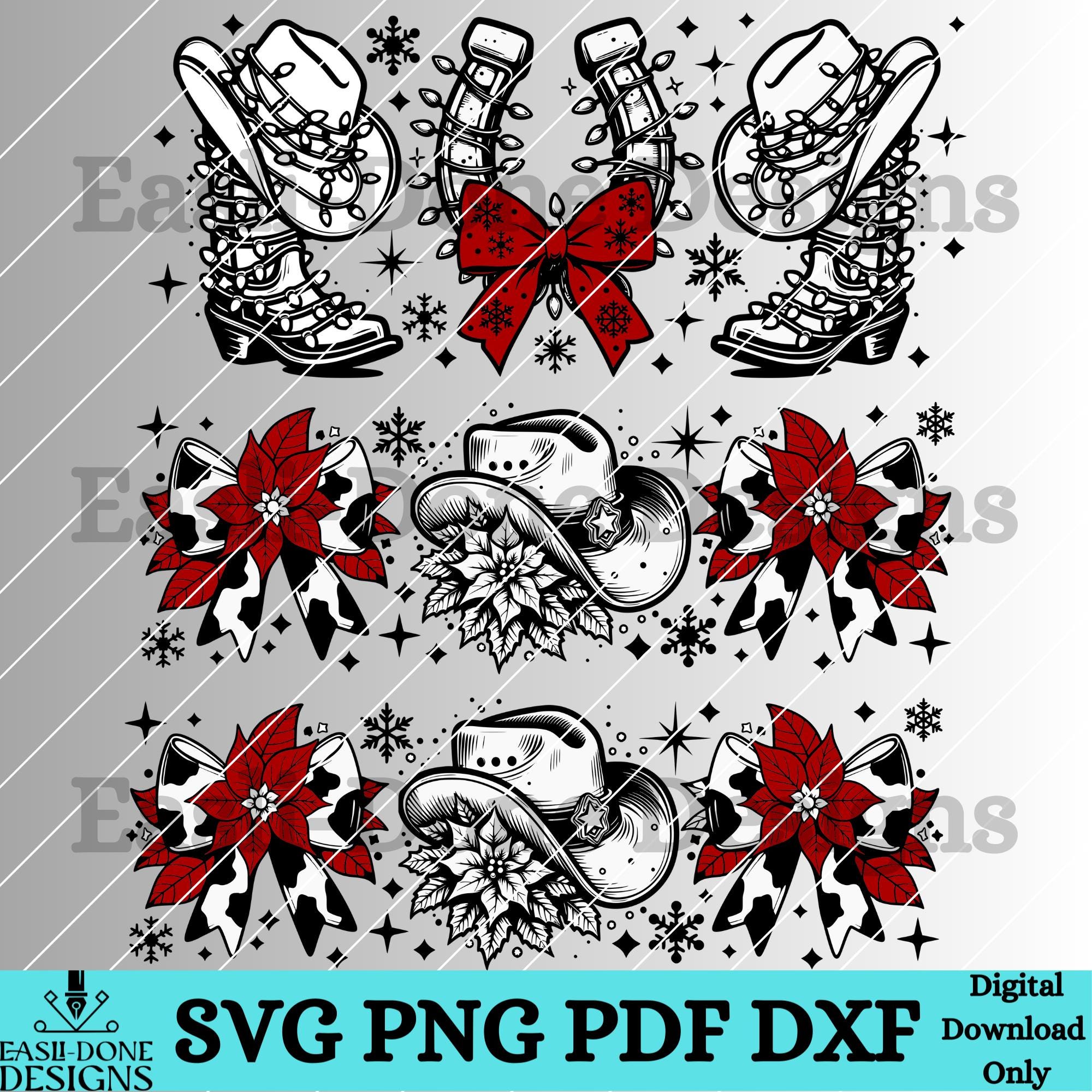 40oz Tumbler Wrap Western Christmas SVG PNG Dxf Pdf Files 40 Oz Cowboy ...