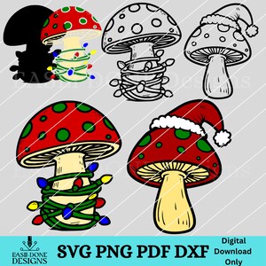 Weihnachten Zauberpilz svg Urlaub Lichter png geschichtet Pilz svg Pilz Clipart diy Pilz Weihnachtsdekor Boho Urlaub Umriss.