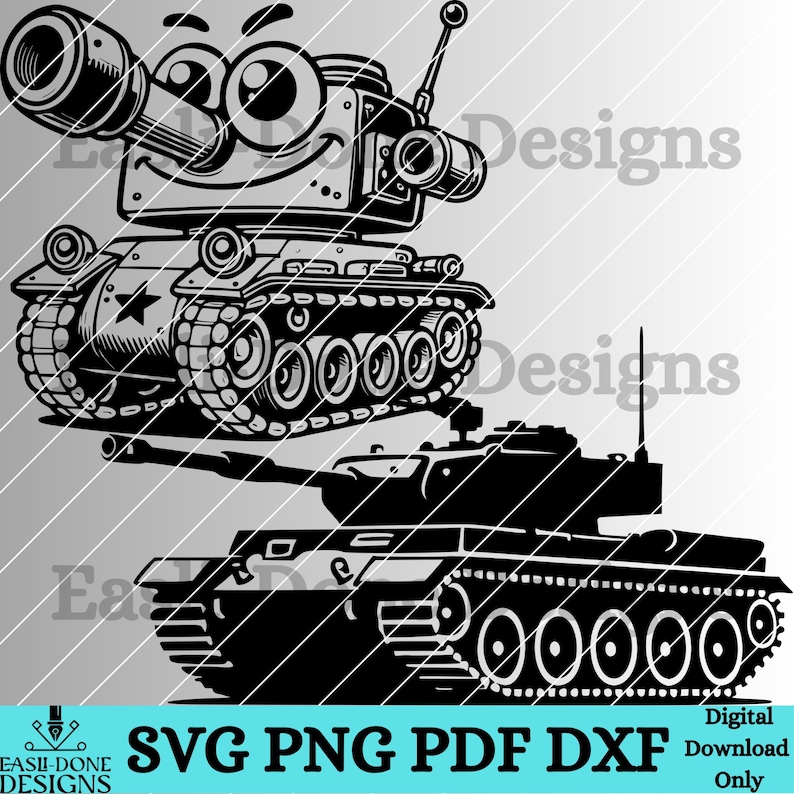 Military Tank Silhouette SVG Bundle: Laser Cut File, Clipart (digital ...