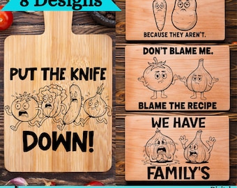 Sarcastic Cutting Board SVG Bundle: Put down the knife, Funny Kitchen Art (Digital Download)