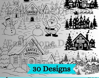 Christmas Village SVG Bundle, Santa Workshop svg, Christmas house svg (Digital Download)