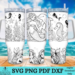 Mermaid Tumbler Wrap SVG: 40oz Sea Life Design (Digital Download)