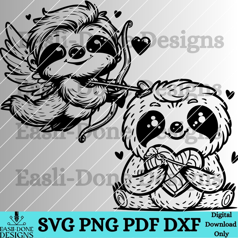 Sloth Valentine SVG Bundle: Heart Balloon Clipart (digital Download) - Etsy