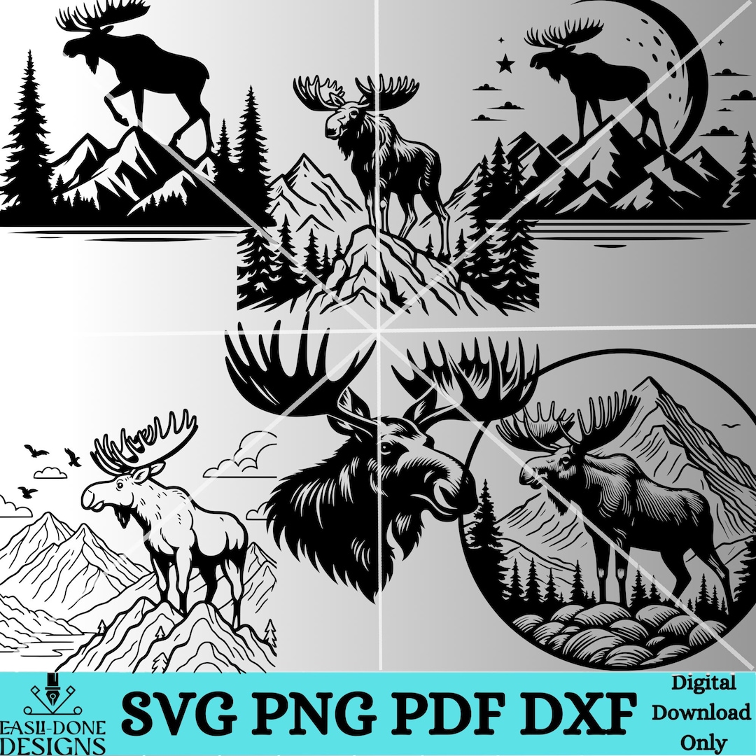Moose Riders Svg Mountain Moose SVG PNG Pdf and Dxf Files, Beautiful Moose Clipart ...