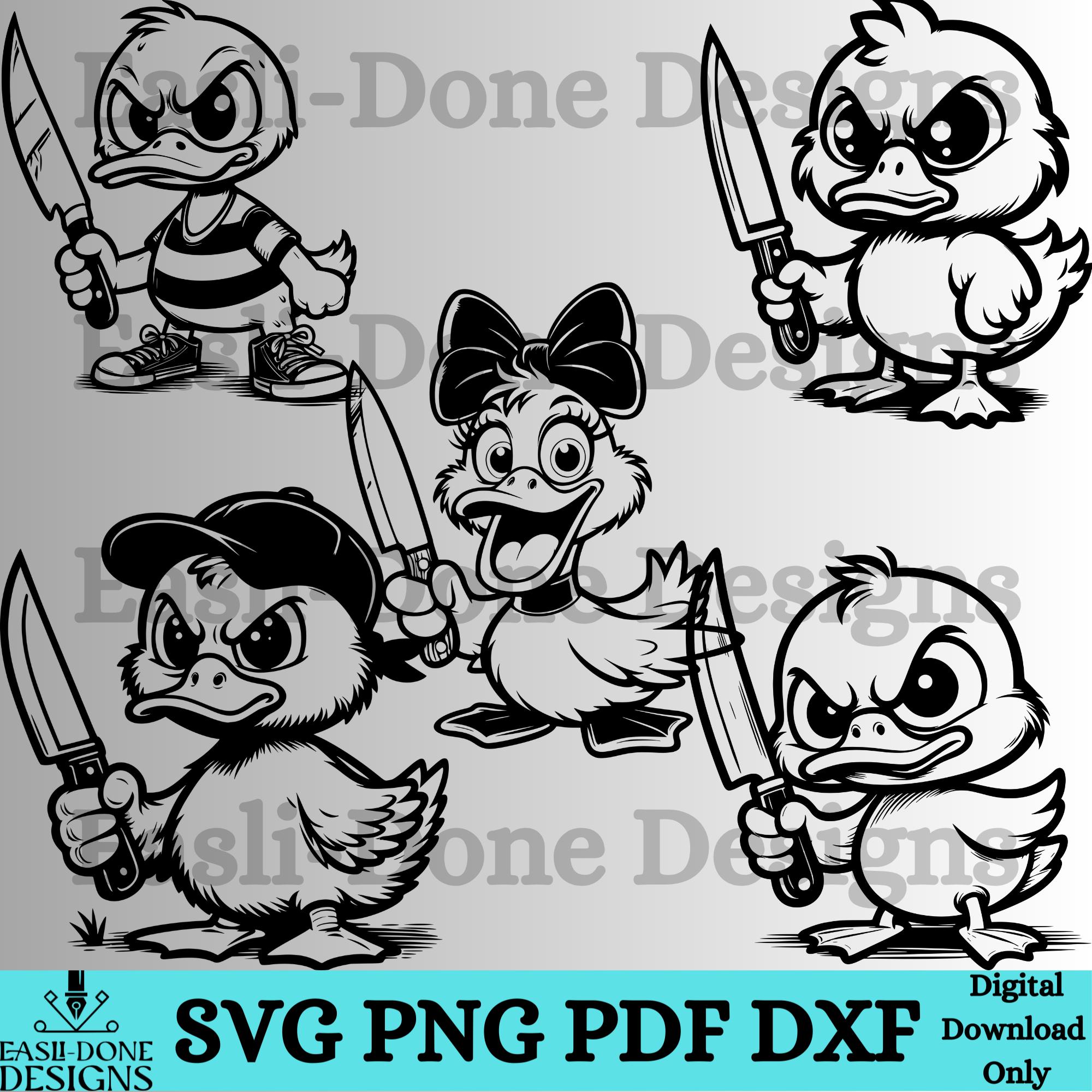 Ente svg Bundle, Ente Clipart, Ente mit Messer, Ente mit Pistole ...