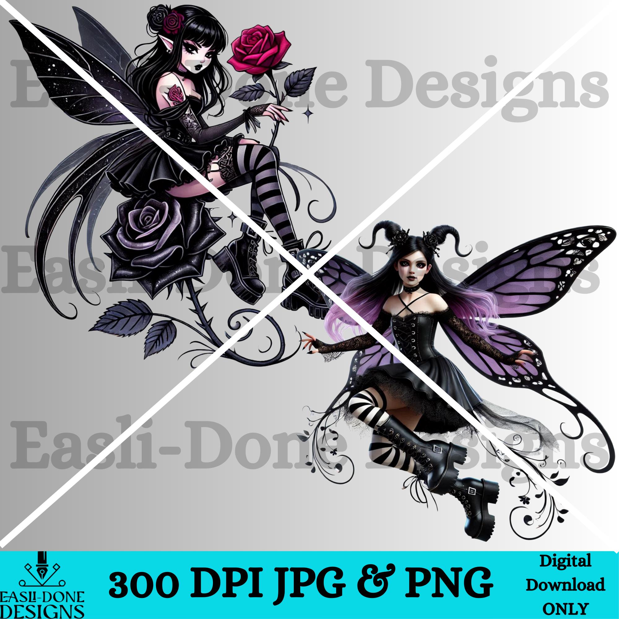Gothic Fairy PNG Clipart Bundle: Dark Floral Designs (digital Download ...