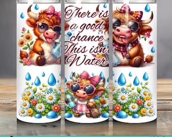 Sarcastic Highland Cow Tumbler Wrap: 20oz Cup Funny Farm Animal Design (PNG JPG)