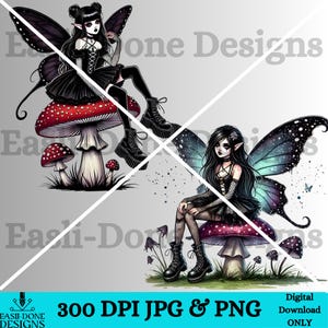 Gothic Fairy PNG Clipart Bundle: Dark Floral Designs (digital Download ...