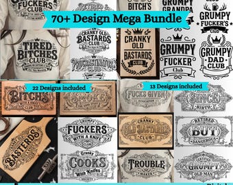 Sarcastic SVG MEGA Bundle, Funny Adult SVG Bundle, Cranky Old Bastards Club svg, Procrastinators Club, Sarcastic Adult Shirt Sublimation png