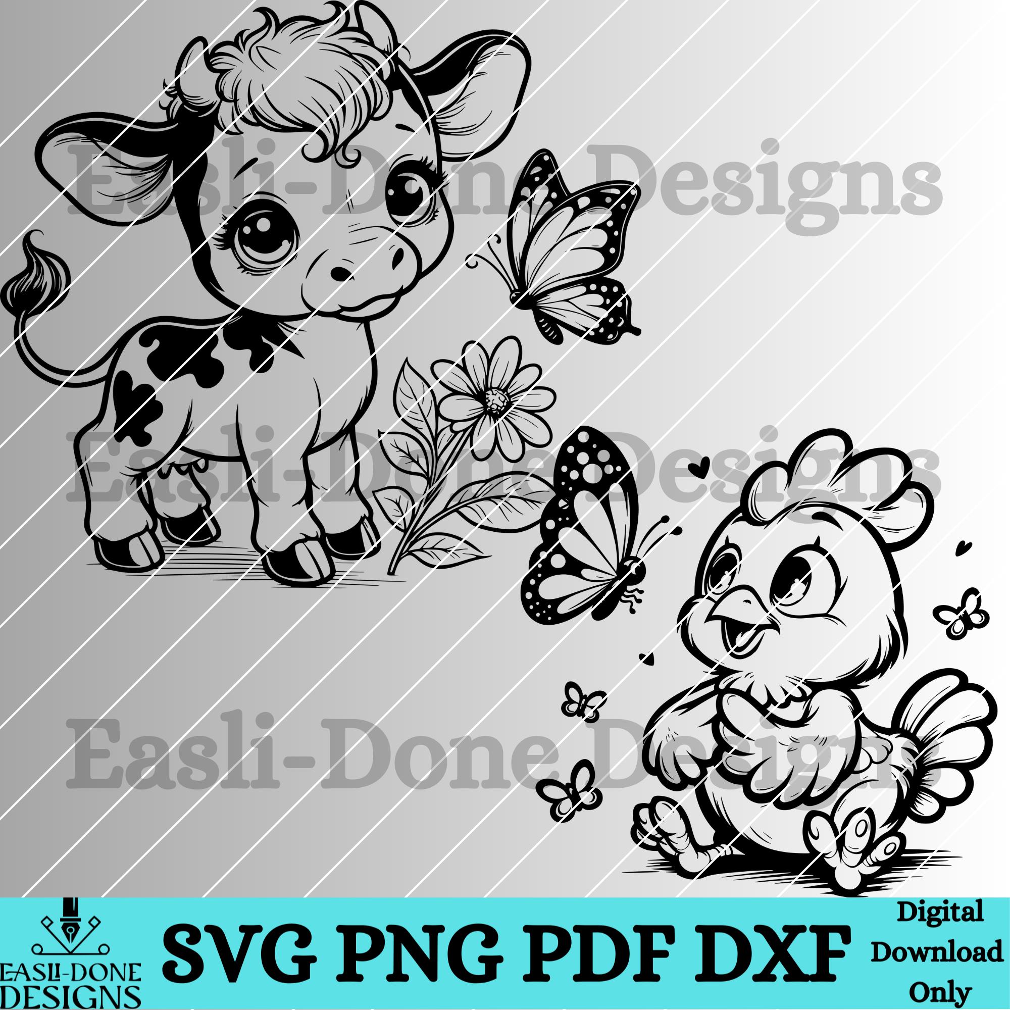 Farm Animal Bundle Svg Png Pdf and Dxf Files Instant Download ...
