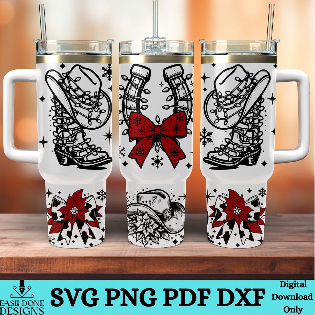 40oz Tumbler Wrap Western Christmas SVG PNG Dxf Pdf Files 40 Oz Cowboy ...