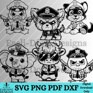 Police Animal SVG police dog svg png dxf pdf cut files cop dog svg yorkie highland cow elephant grumpy farm animal law enforcement svg files