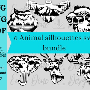 Animals SVG bundle wildlife animal cut files, jungle animal wall art, wildlife clipart, animal png bundle, cut files, Animal Silhouette SVG