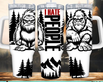 40 oz Tumbler Wrap Bigfoot SVG PNG DXf archivos pdf 40oz Camping Tumbler Wrap png Archivo de sublimación láser al aire libre Archivo de corte de silueta de montaña