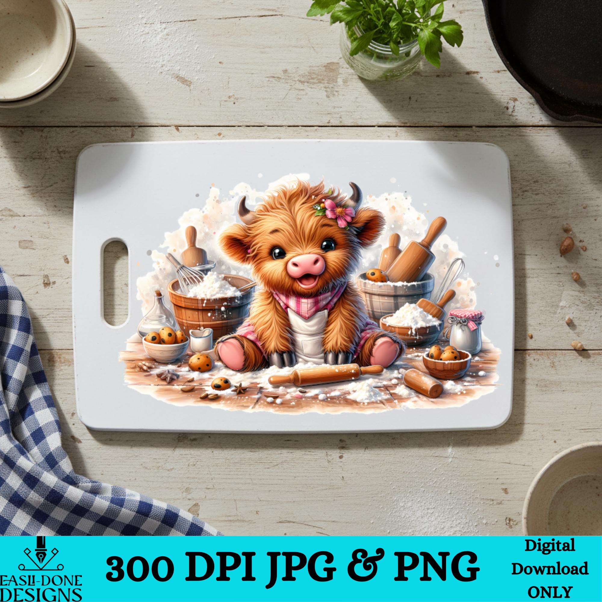 Funny Cow Cutting Board PNG Bundle, Cooking Highland Cow Country ...
