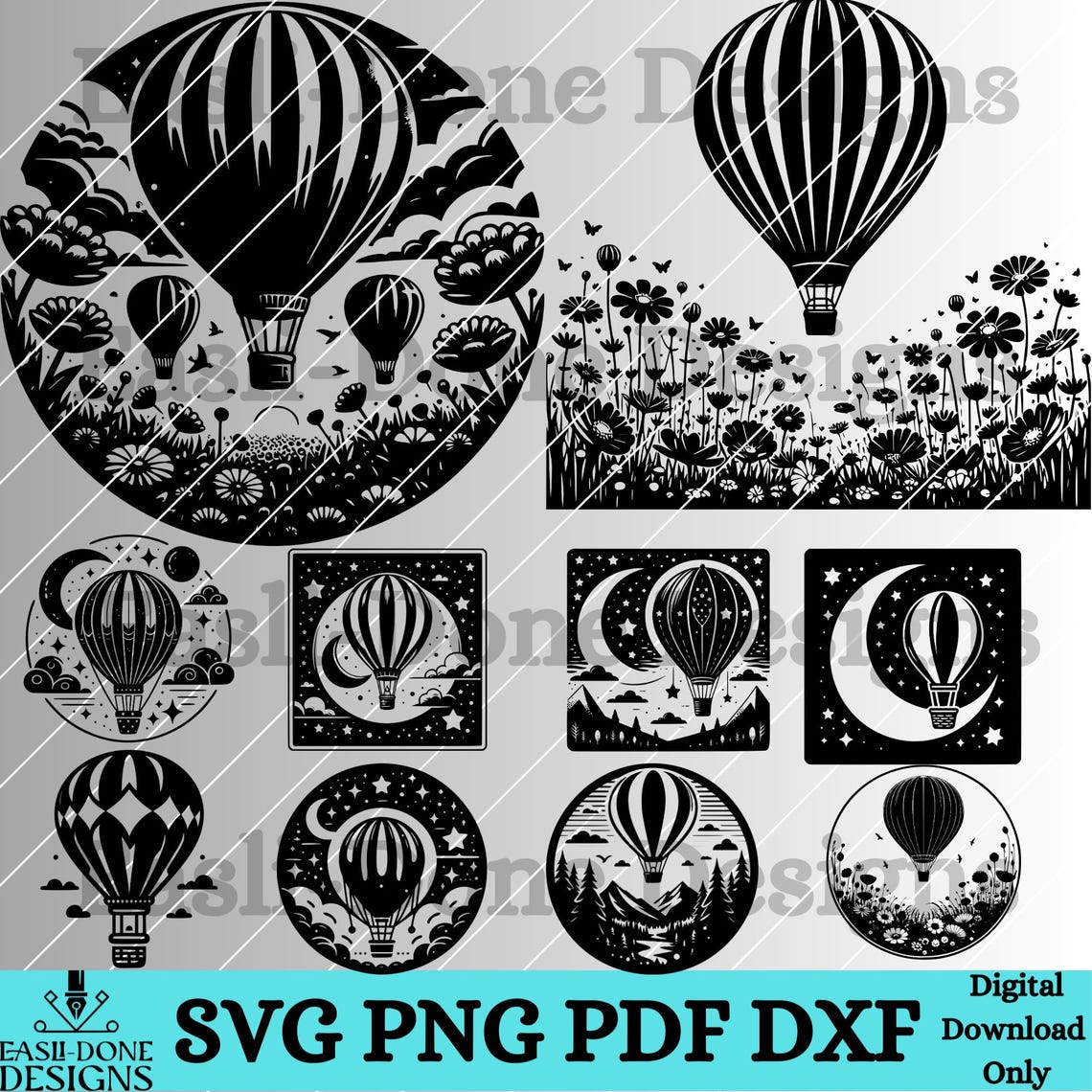 Hot Air Balloon SVG Bundle: 28 Clipart Designs (digital Download) - Etsy