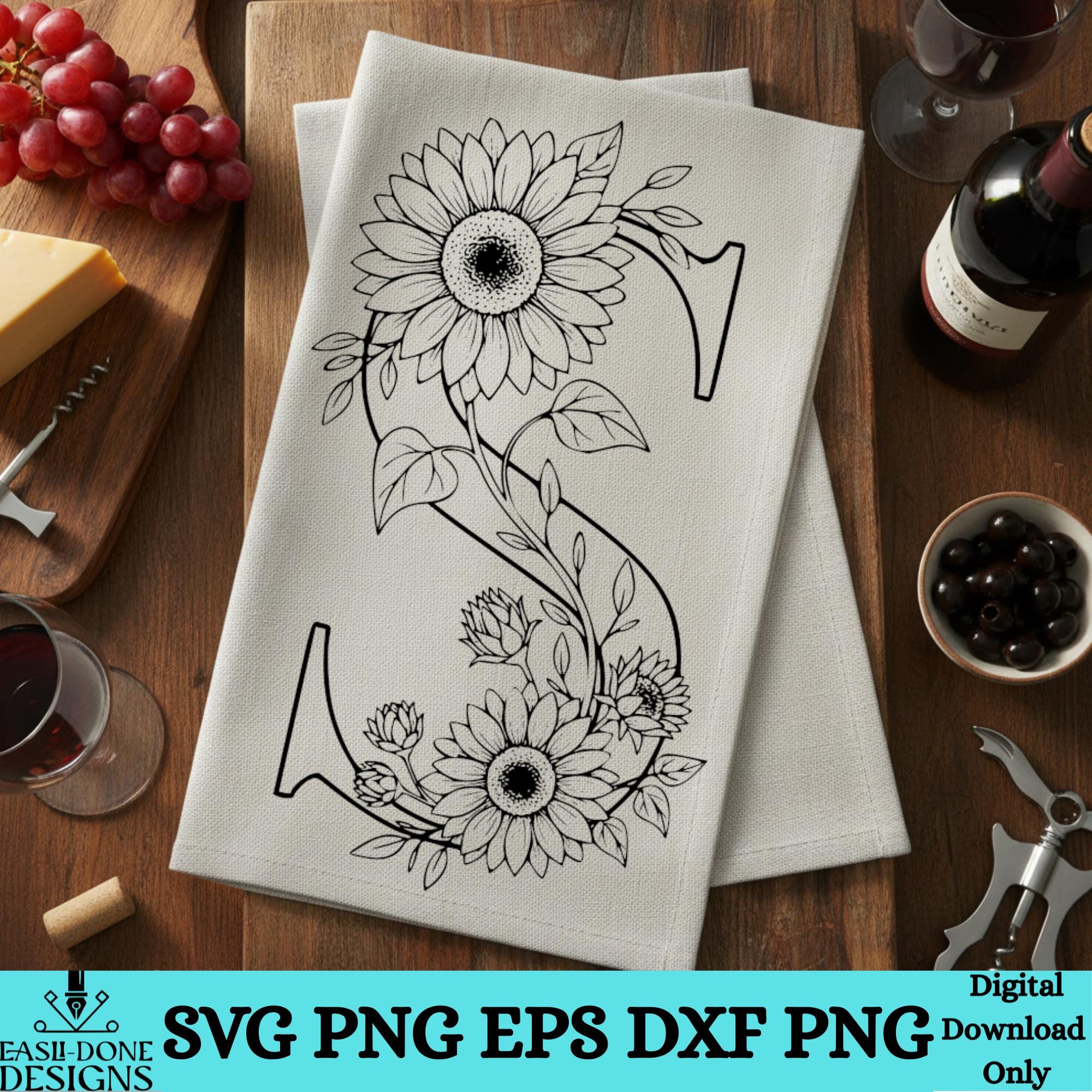 Sunflower Alphabet SVG Bundle | Floral Letter Outline SVG | A–Z ...