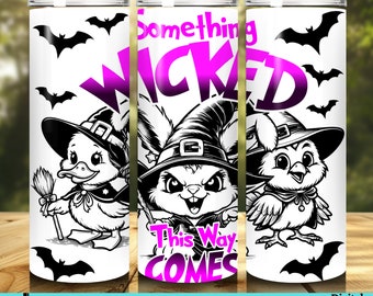 Halloween Farm Animal Tumbler Wrap: Witch Bunny, Duck, Chicken (SVG, PNG, DXF)