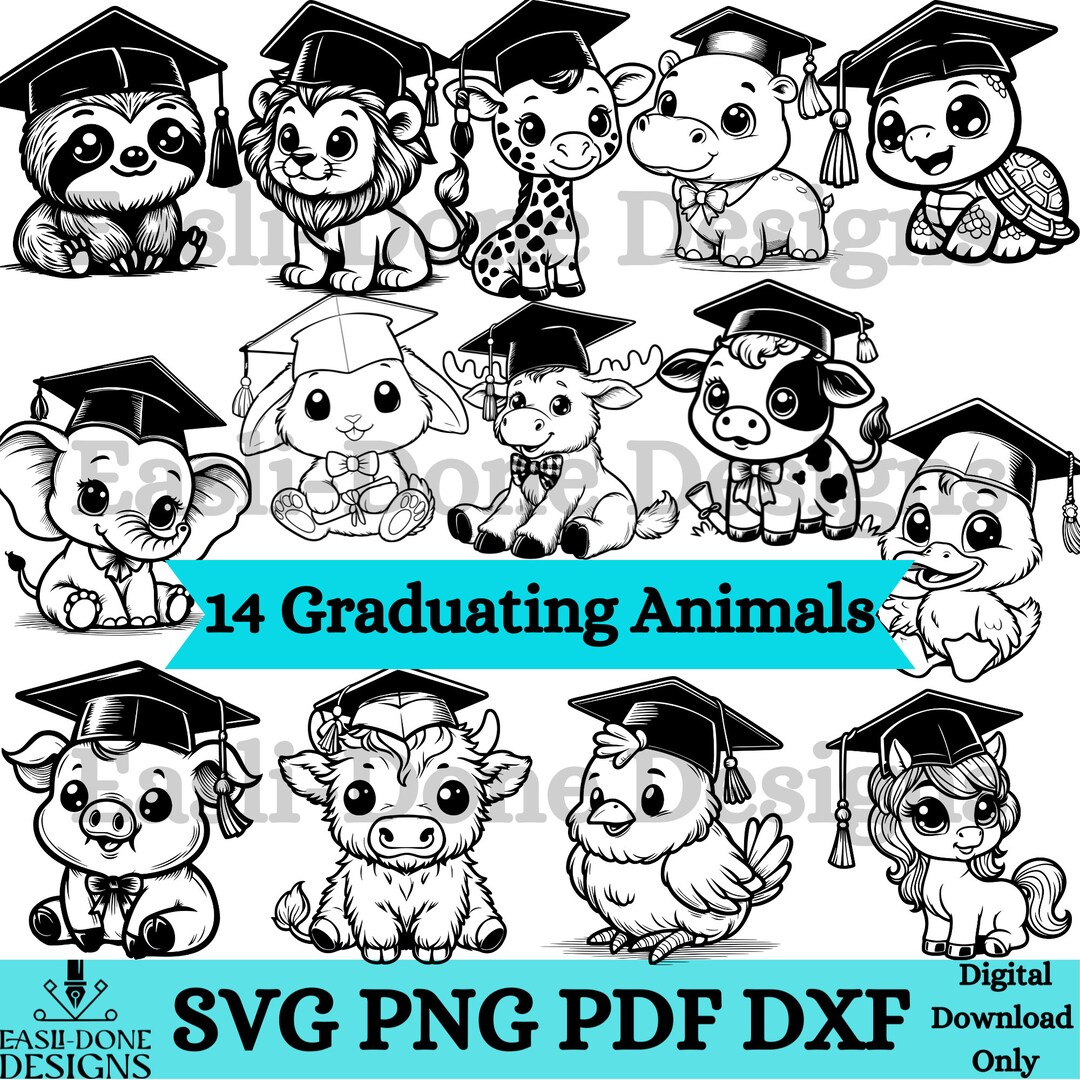 Graduation SVG PNG Files, Wildlife SVG Graduation Cap Svg Farm Animal ...