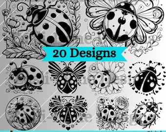 Ladybug SVG Clipart Bundle: 20 Lady Bug Designs (Digital Download)